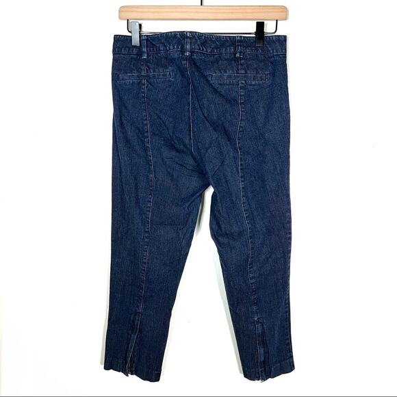 Ecru dark wash straight leg cropped jeans with ankle zippers size 10 B116 - Picture 5 of 5